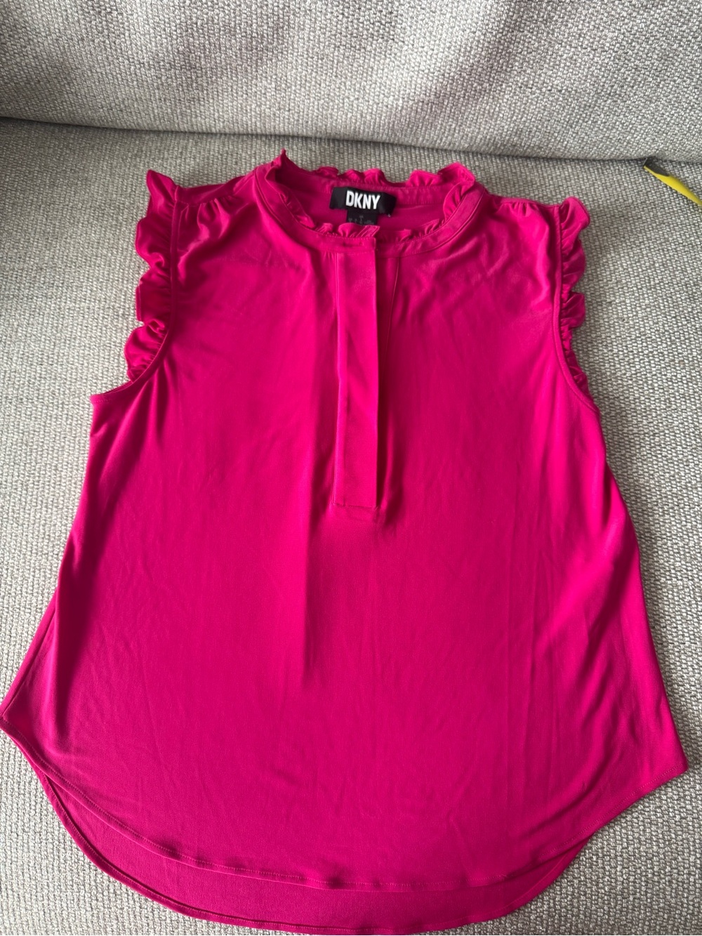 DKNY Hot Pink Ruffle Sleeve Sleeveless Top